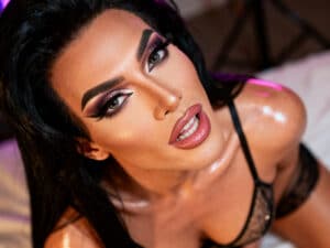 Transen Live Sex Darstelleinr, Dramatisches Make-up, verführerischer Blick
